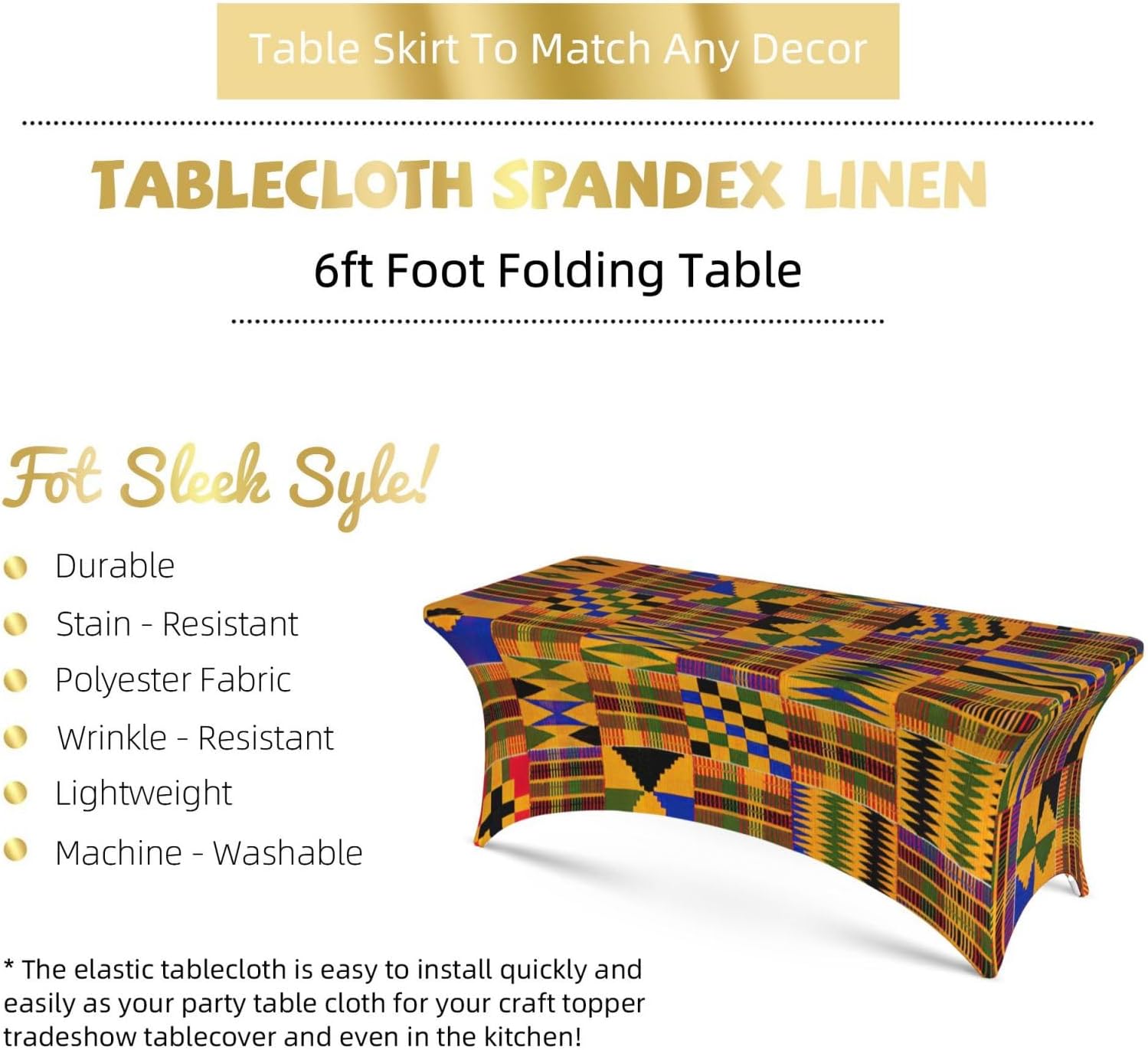 African Weaving Print Tablecloth 6 Foot Dining Cover Tables Wrinkle Resistant Table Cloth for Wedding Outdoor