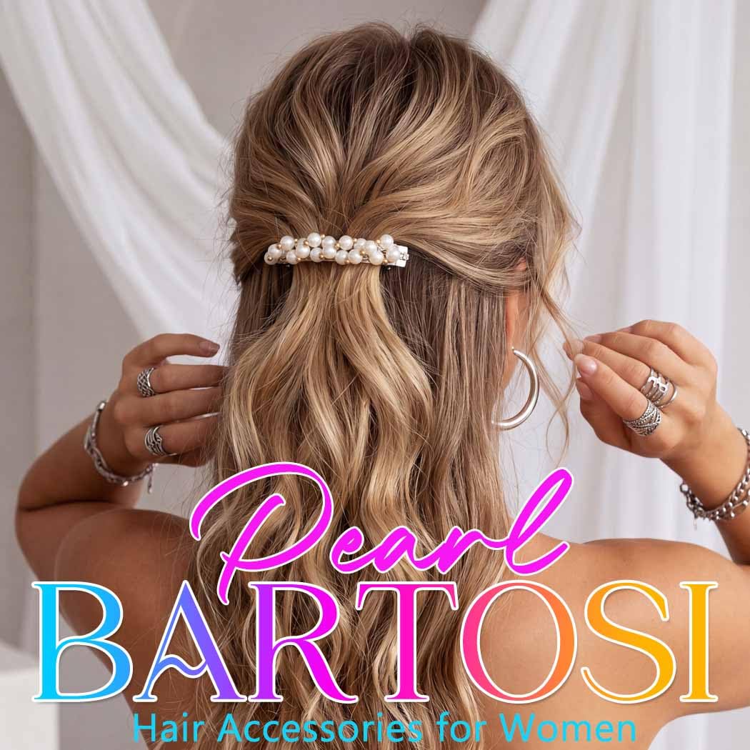 BARTOSI Pearl Hair Clips French Beaded Hair Barrettes Pearl Wedding Hair Accessories for Women and Girls (Pack of 2)