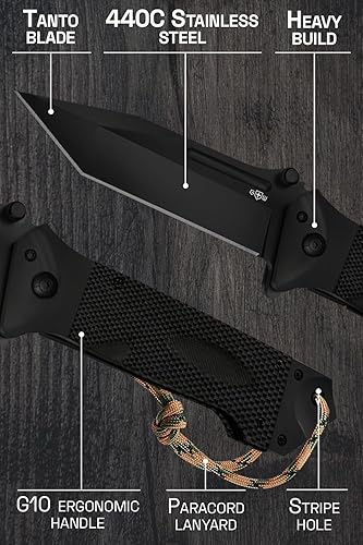 Miniatura 3 de Grand Way Navaja de bolsillo para hombres  Cuchillos plegables Tanto  Cuchillo genial  Cuchillos tácticos de trabajo para caza, camping, senderismo,