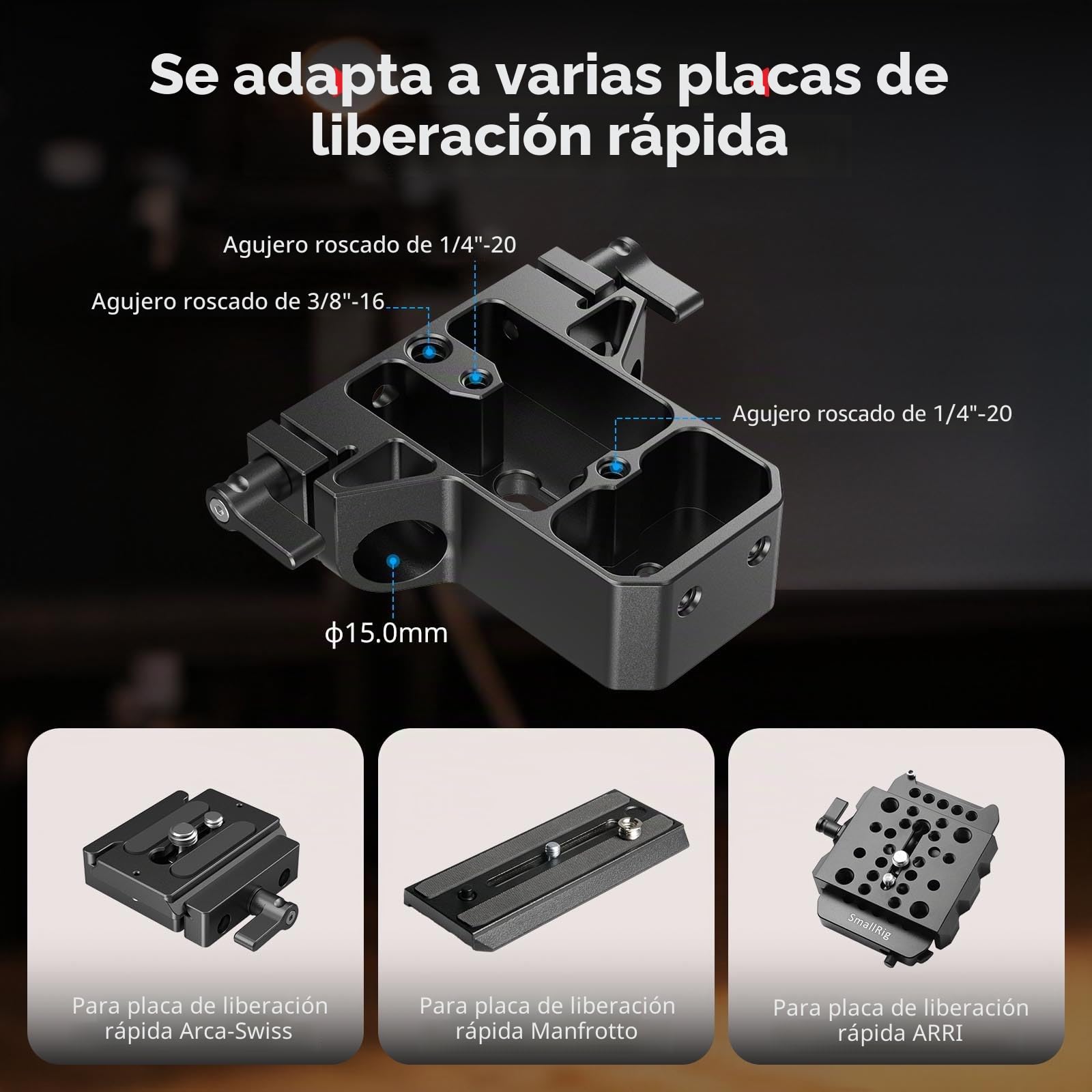 SMALLRIG Kit de Placa Base con Abrazadera para Rieles 15mm LWS, Varillas de Fibra de Carbono 20cm, para Sony A6500/A6600/A6300, Canon R5/R6, Sony A7SIII/A7III - 5609