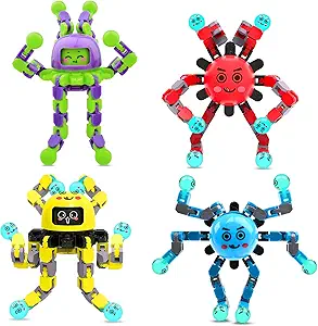 Transformable Fidget Spinner Toys for Kids and Adults,4 PCS Finger Sensory Toy for Teens with Autism ADHD Anxiety Relief,Birthdays Gifts Party Favors for Boys Girl Travel Stocking Stuffers