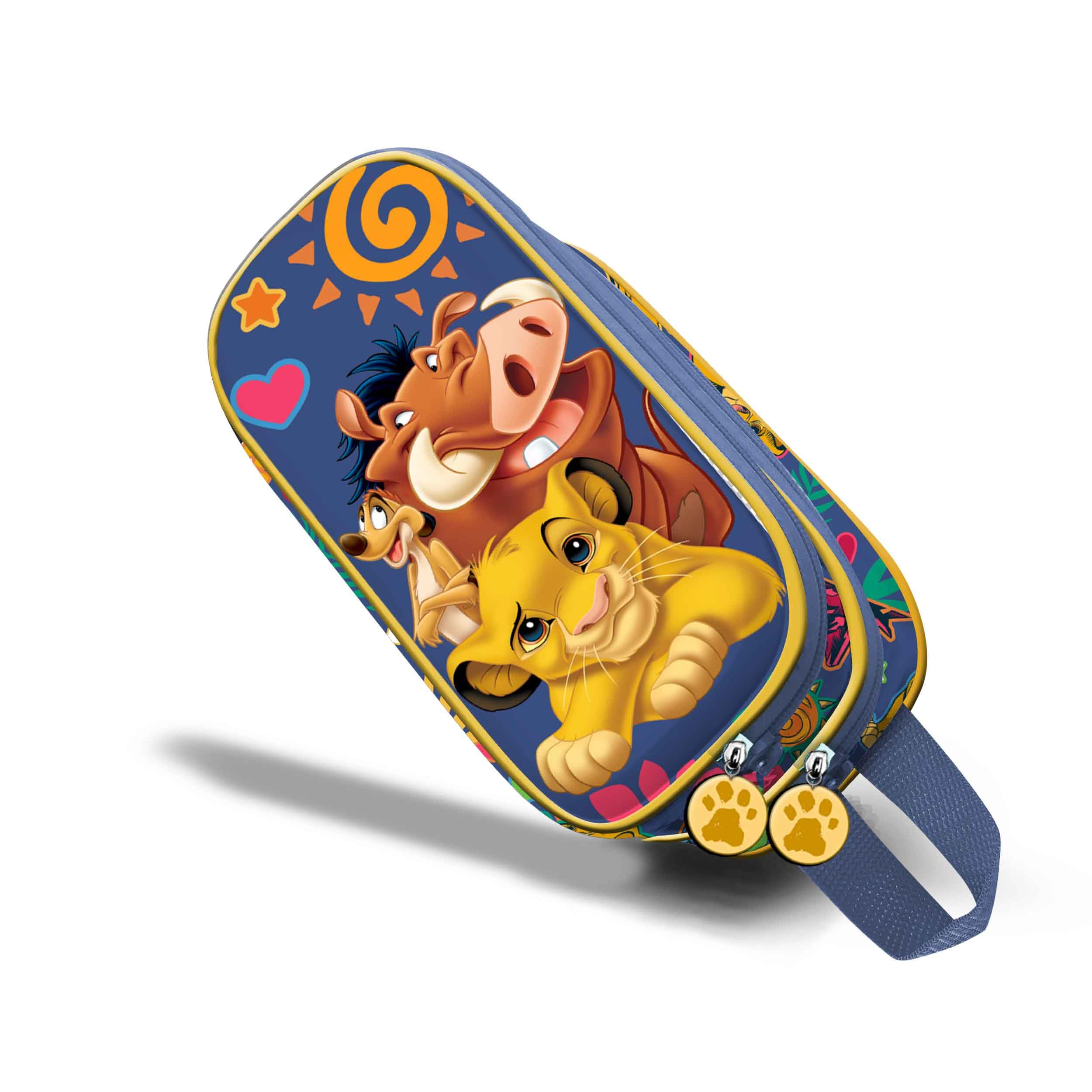 Disney Lion King Friends-3D Double Pencil Case, Blue, 22 x 10 cm