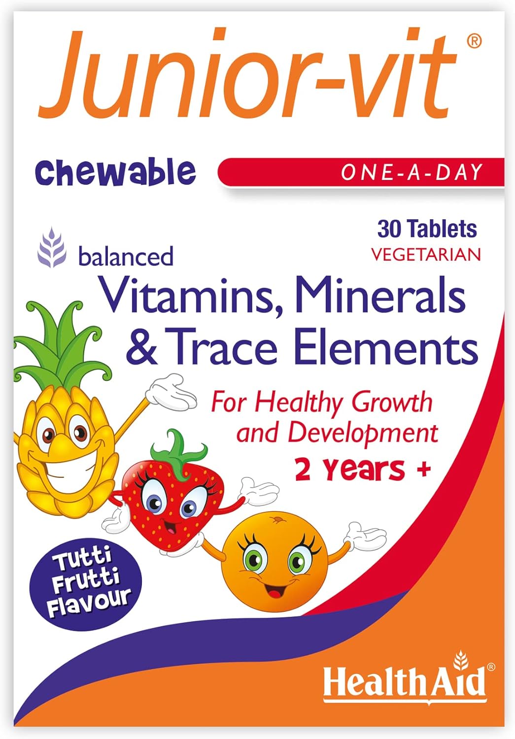 Health Aid Junior-vit - Chewable (Tutti-fruity Flavour) (Age 2 plus) - Blister Pack 30 Tablets