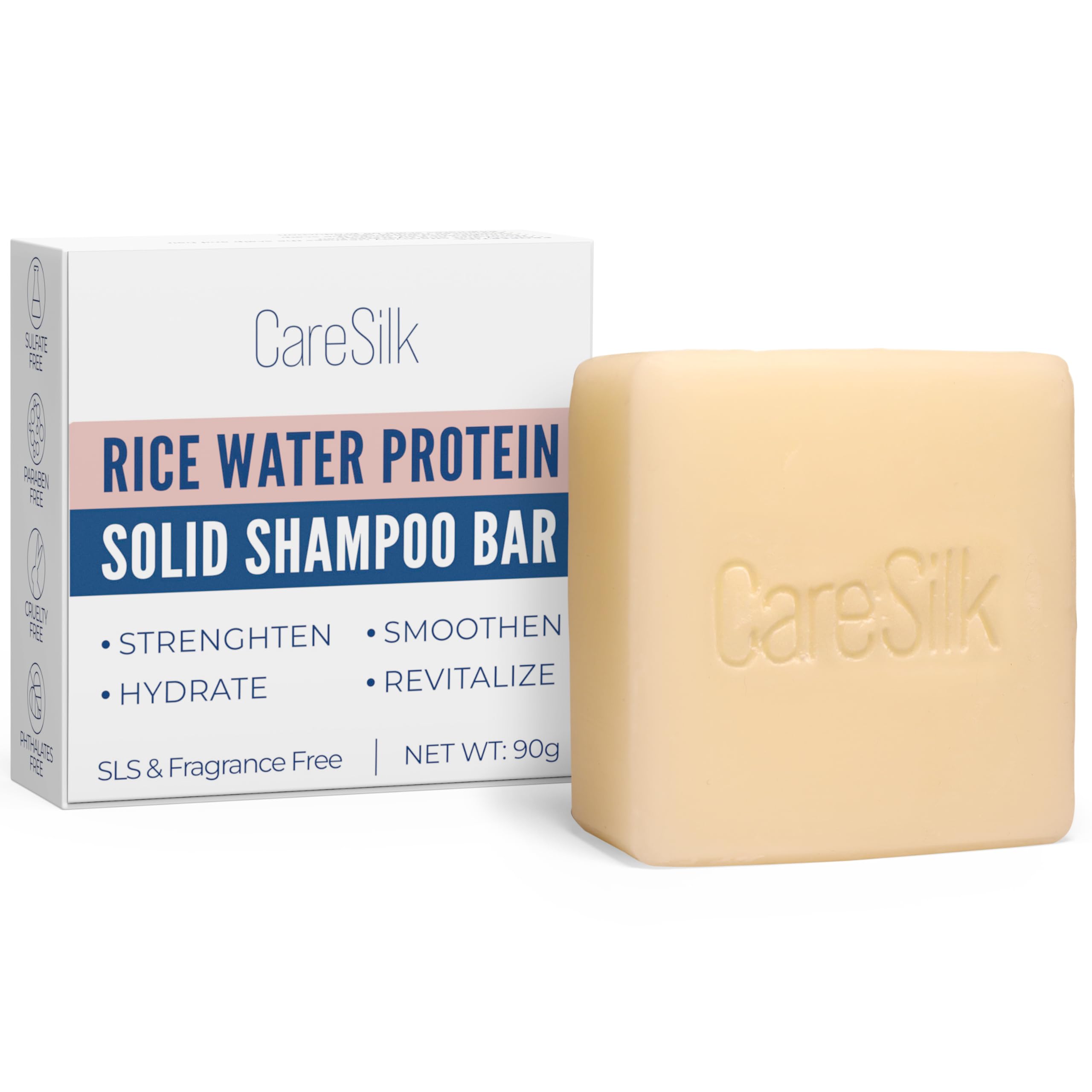 Rice Water Shampoo Bar for Hair Growth - Natural Fermented Solid Clarifying Protein - Vegan Organic Soap with Coconut, Argan Oils, Bamboo Extract