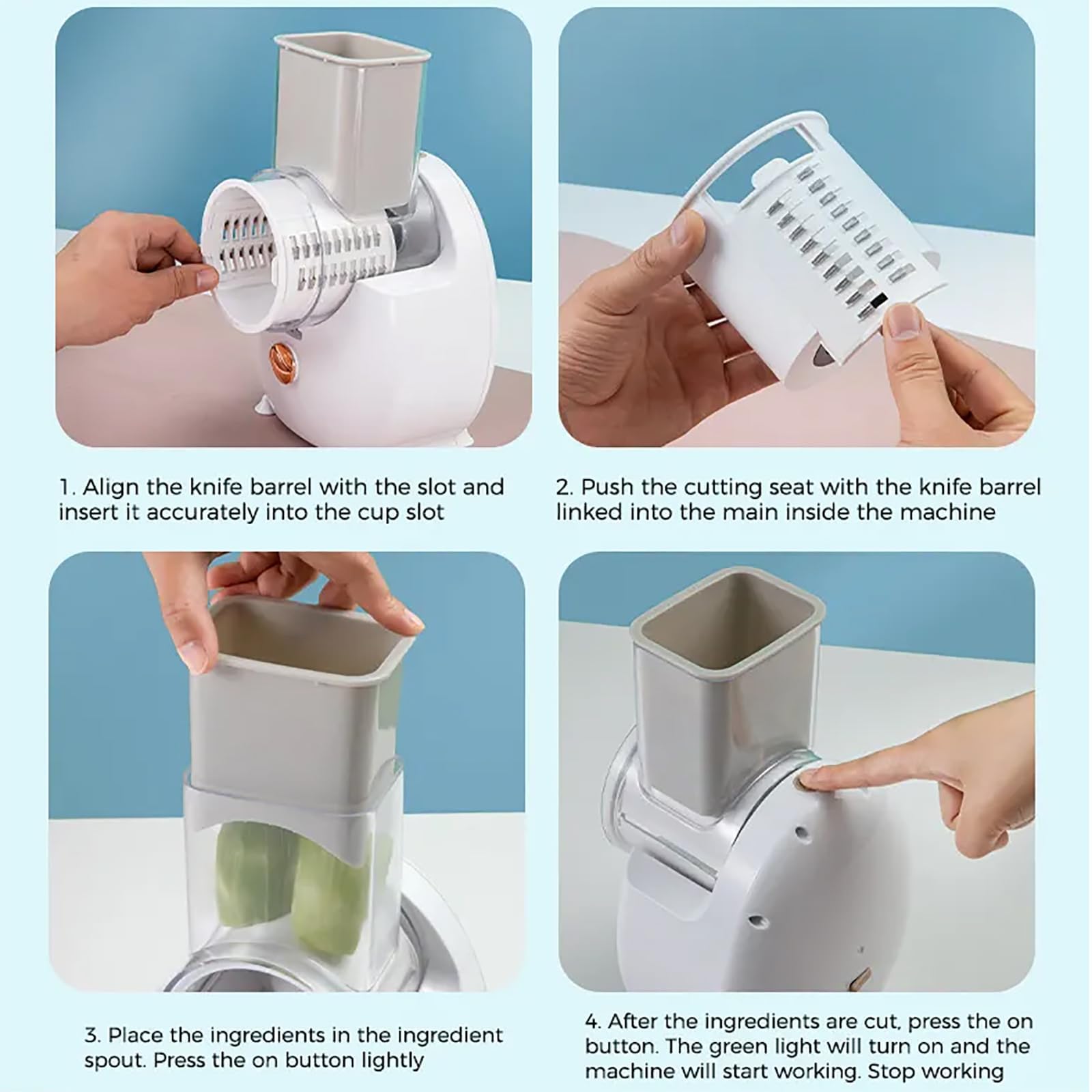 Grattugia elettrica per formaggio e verdure, utensile da cucina multifunzione con 3 lame intercambiabili, facile da pulire, ideale per casa, campeggio o ristorante