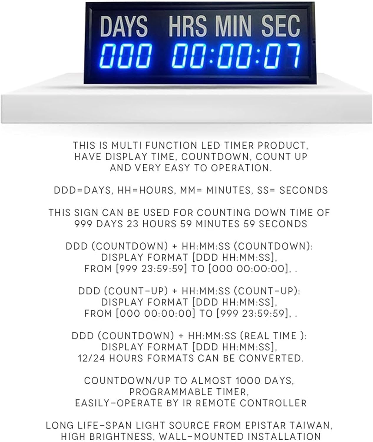 デジタルカウントアップカウントダウンタイマー、多機能999日カウントダウンリモコン12/24時間リアルタイムクロックカレンダー、寝室  デジタルカウントアップカウントダウンタイマー、多機能999日カウントダウンリモコン12/24時間リアルタイムクロックカレンダー、寝室 ...