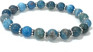 AAA Natural " NEON APATITE" Gemstone 8mm Round Beaded Stretchable Elastic Bracelet With Chakra ,Happy Mood Bracelet ,Handmade Designer Bracelet, Bye Bye Anxiety Bracelet ,Friendship ,Couple Bracelet ,Unisex Bracelet