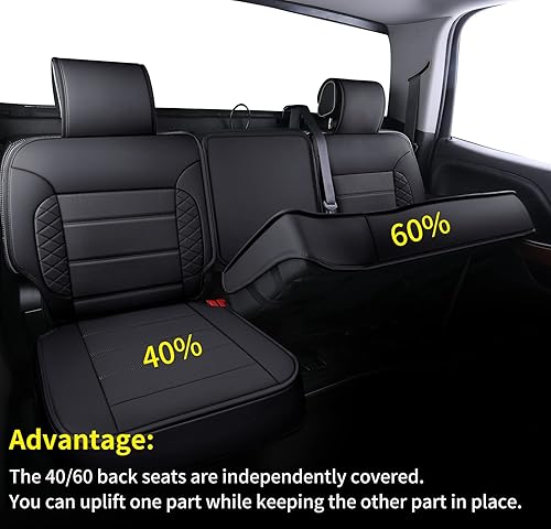Miniatura 5 de LUCKYMAN CLUB Juego completo de fundas de asiento para Chevy SilveradoSierra X04-S3, compatible con cabina de tripulación HD 2014-2018 15002015-2019