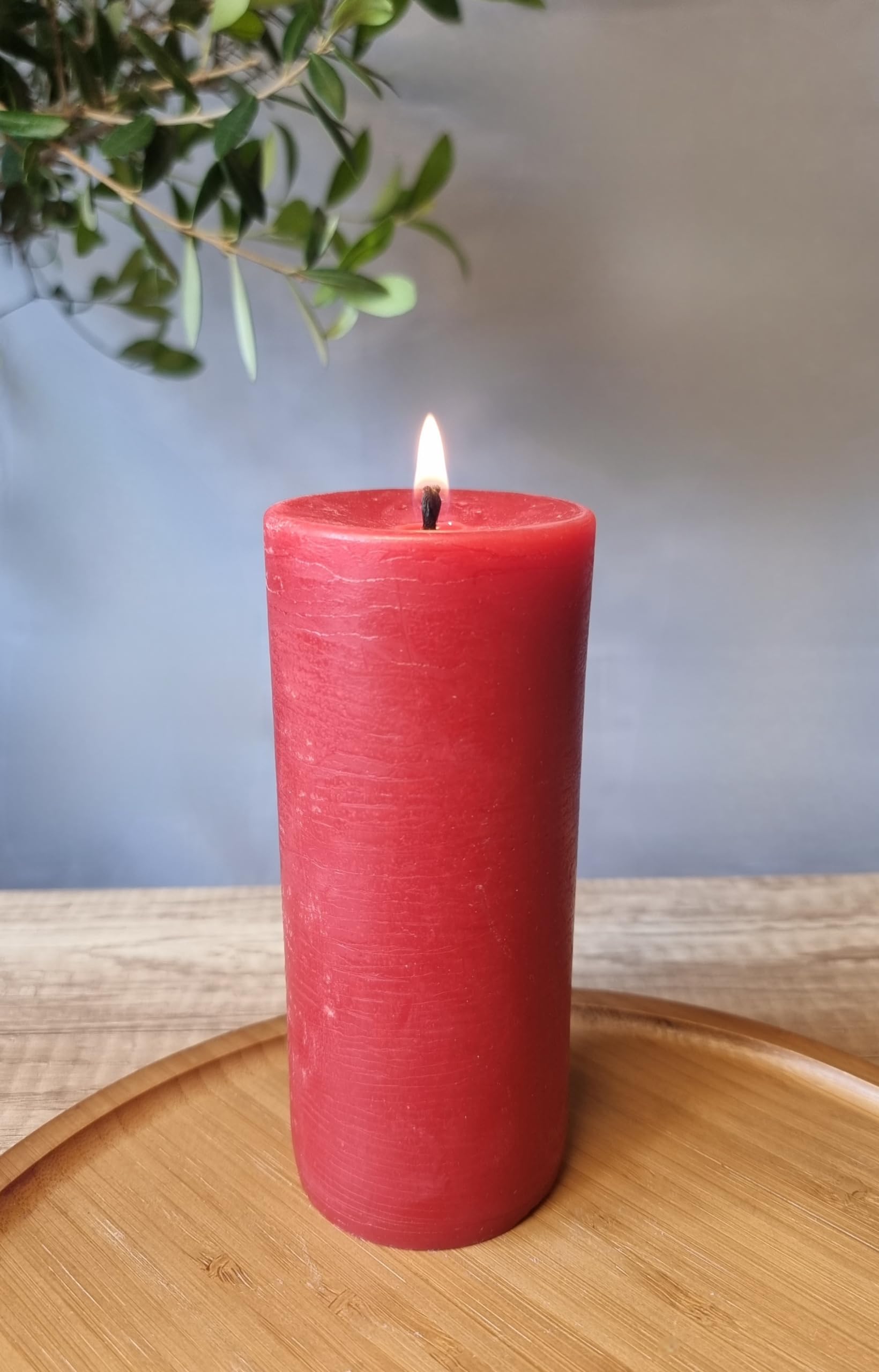 Glowing Bee Red Natural Handmade Pillar Beeswax Candle 390G 150X60mm - 60Hr Burn (1Pc) (Red)