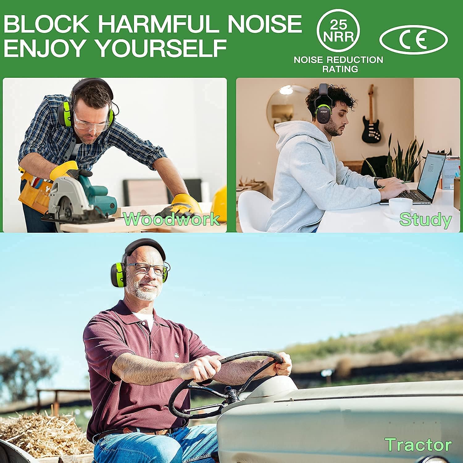 ZOHAN EM042 AM/FM Radio Headphone with Digital Display, Ear Protection for Lawn Mowing&ZOHAN EM037 Hearing Protection with Bluetooth, NRR 25dB, Headphones for Mowing Construction