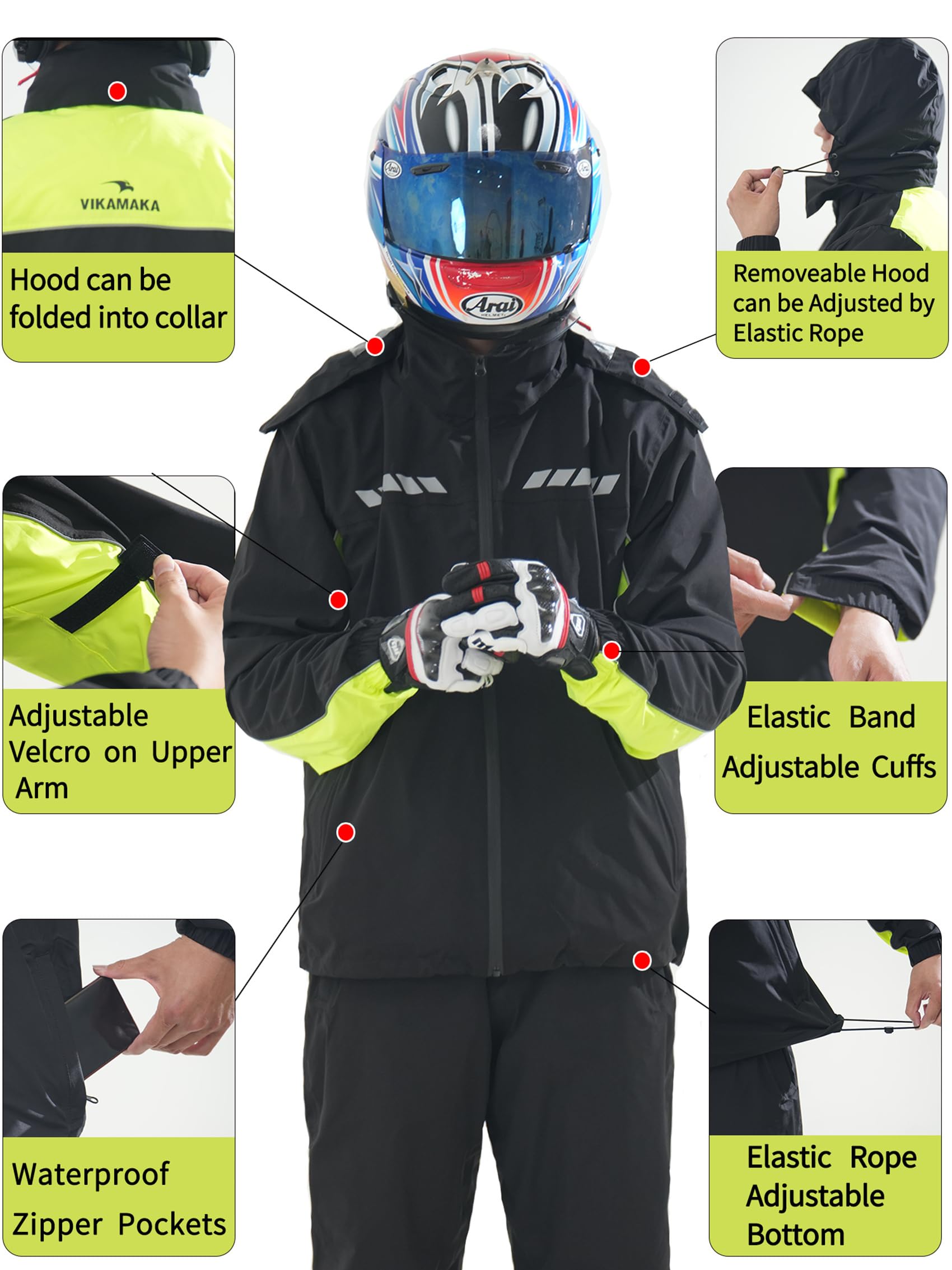 Regenanzug für Herren und Damen, wasserdichte Regenjacke für Motorrad, Golf, Wandern, Radfahren, Regenausrüstung