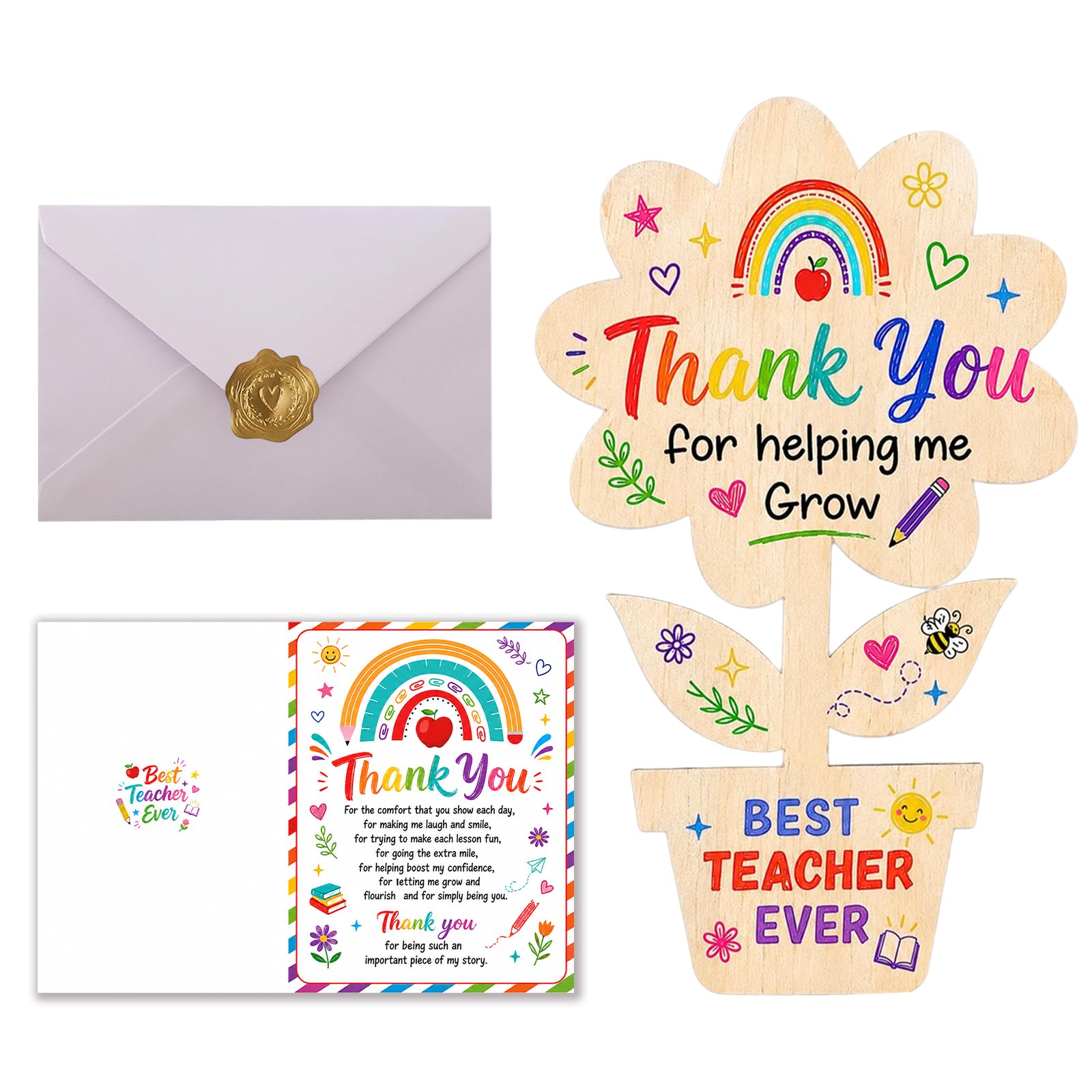 Wooden Flower Magnet Set Teacher Gifts With Greeting Card