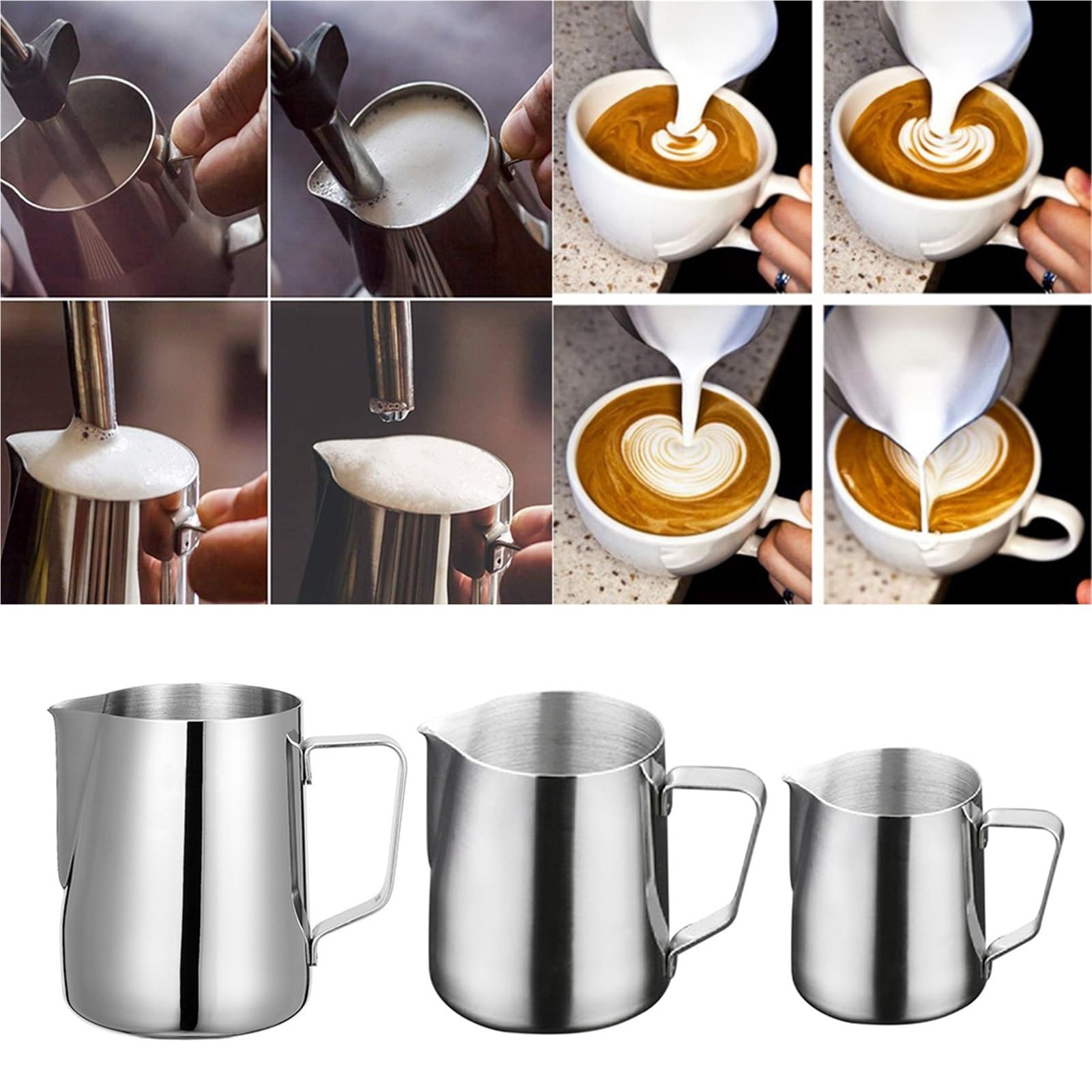 Jarra for leche pequeña de acero inoxidable, 2 uds., Espumador de café, Latte, arte, Espresso, capuchino, jarra de espuma de leche Para café(150ml)