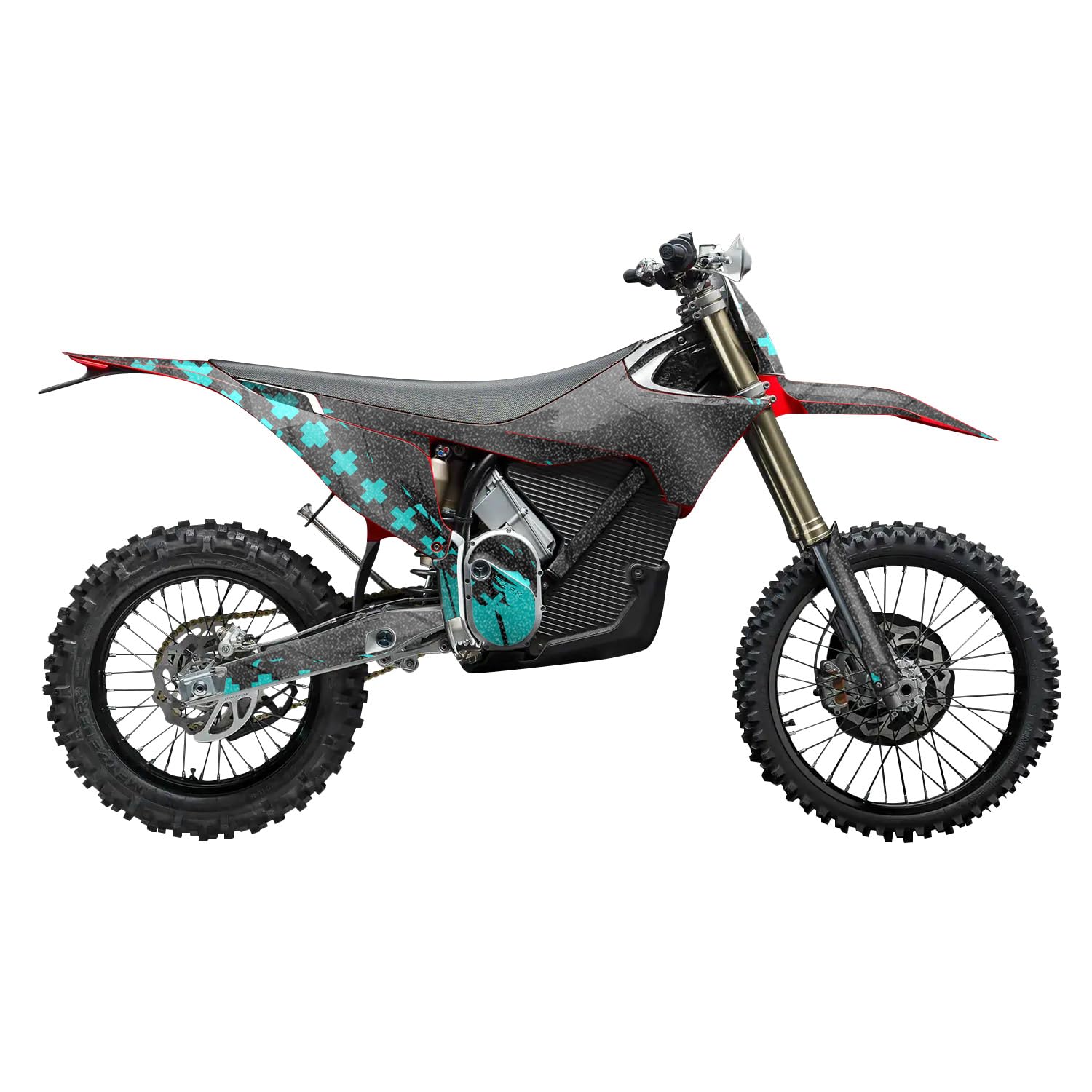 Glossy Glitter Stark Varg MX 2023-2025 Graphics Kit Wrap - Grunge Cross Cyan - Varg MX Skin - Premium 3M Vinyl Protective Wrap Decal Cover - Easy to Apply | Crafted in The USA by MightySkins