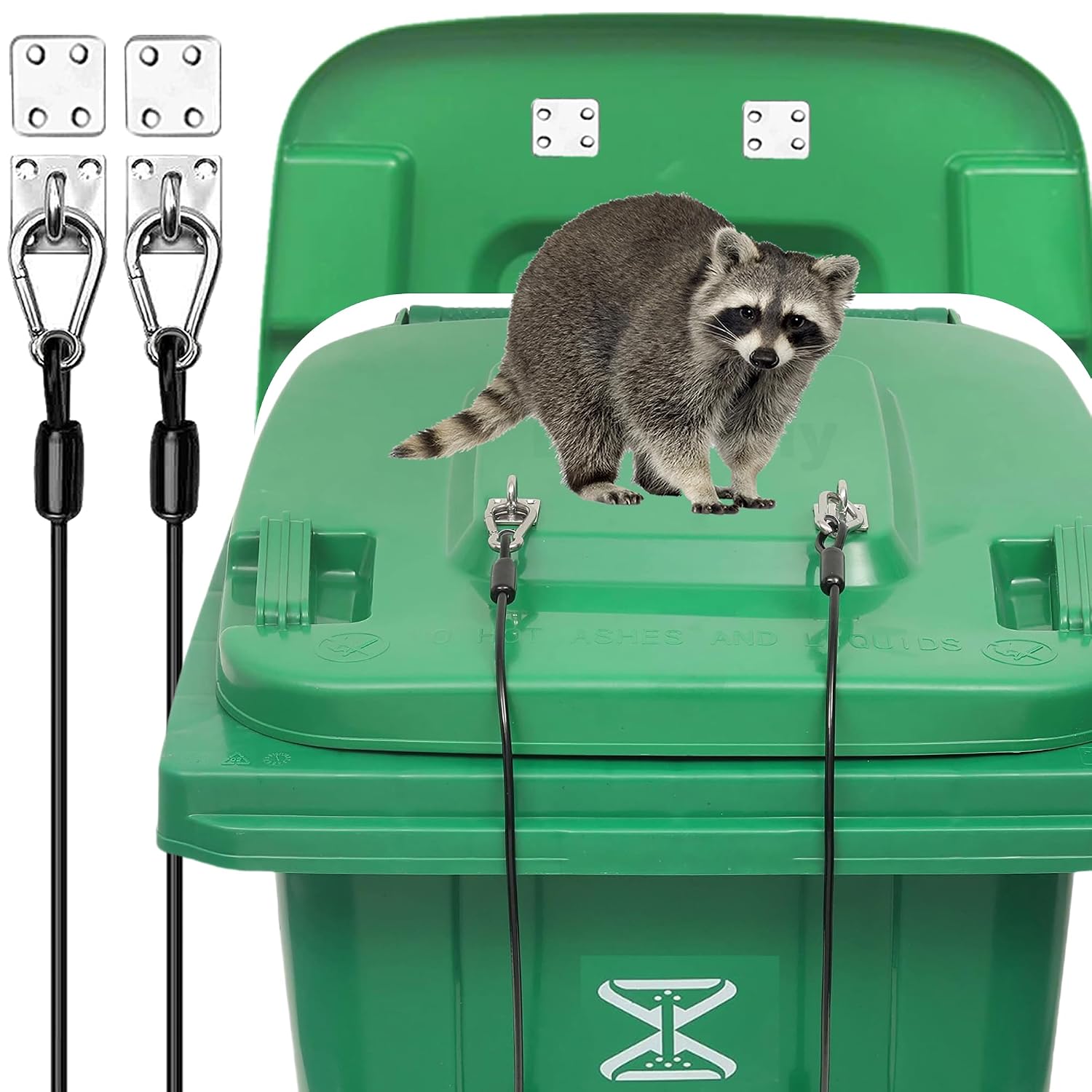 Trash Can Locks Garbage Can Lid Locks for Animals, Bear Raccoon Squirrel Dog Proof Trash Can Lock, Weather-resistant Universal Trash Bin lock for Outdoor Trash Cans with Stainless Steel Hasps，2 PCS
