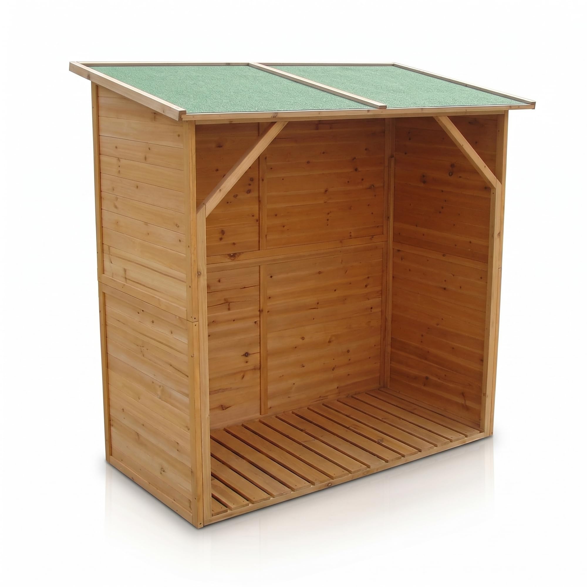 Mucola Kaminholzregal Brennholzregal mit Rückwand 160x134x75 cm Holz Braun | Stapelhilfe für Feuerholz und Scheite, schützt vor Regen, Schnee und Feuchtigkeit, großes Fassungsvermögen, stabil