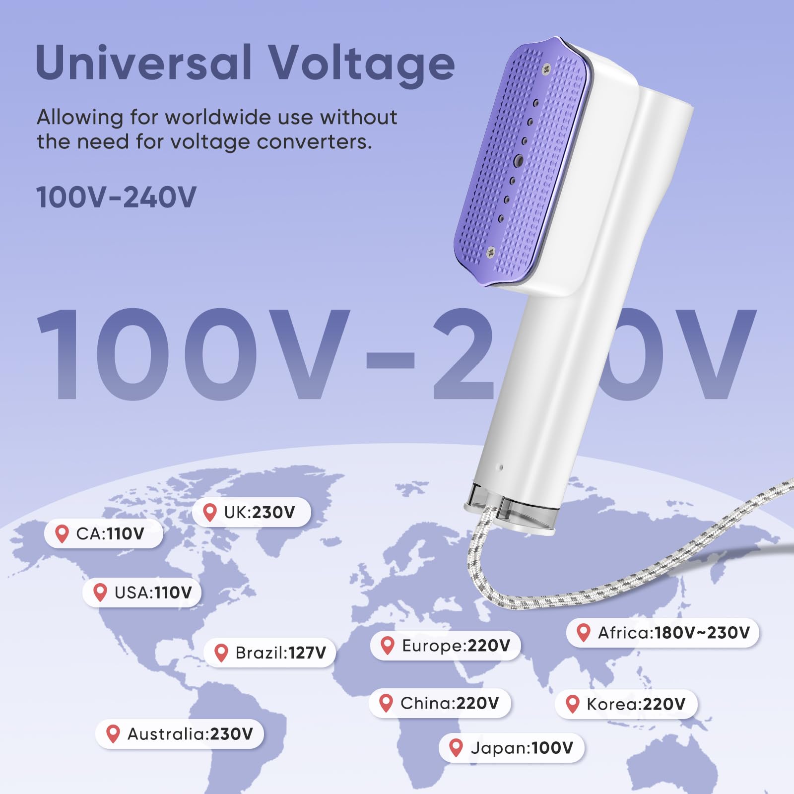 ZStarlite Travel Steamer for Clothes,100-240V Dual Voltage Clothes Steamer,2 in 1 1200W Handheld Garment Steamer Clothing,4 Modes - Image 2