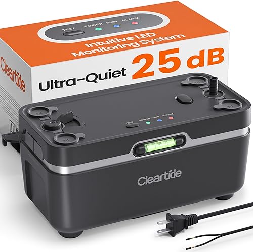 Cleartide Bomba de condensado HVAC, ultra silenciosa 25 dB, 150 HP 110 GPH, bomba automática de eliminación de condensado con interruptor de