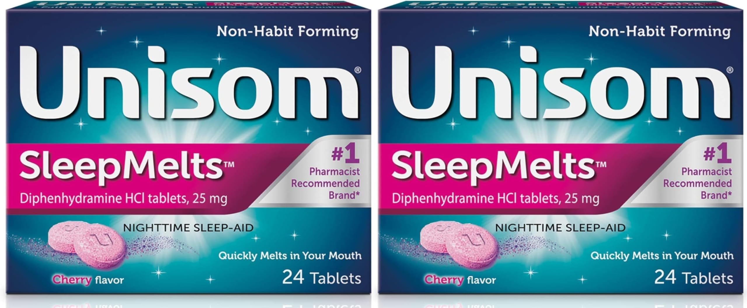 Unisom Quick Sleepmelts Night Time Sleep Aid, Cherry,24 Count (Pack of 2)