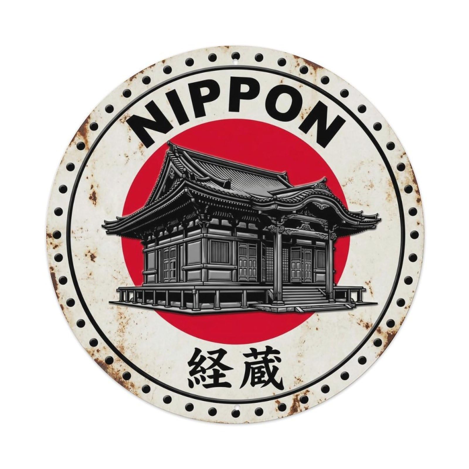 Sutra Repository Nippon Buddhist Building Antique Metal Tin Sign