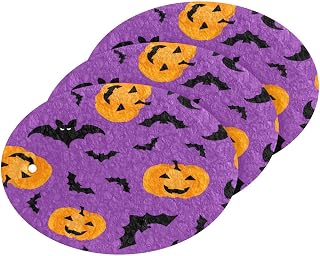 Scrub Sponge Halloween Bats Pumpkins Kitchen Washing Dishes Cleaning Sponges Spooky Non Scratch Sponge for Dish Countertops Sinks Floors Showers Tile Sinks, 3 Pack