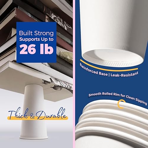 Miniatura 3 de Fit Meal Prep Paquete de 100 tazas de café de papel desechables de 24 onzas, tazas calientes de primera calidad para bebidas calientesfrías, vasos