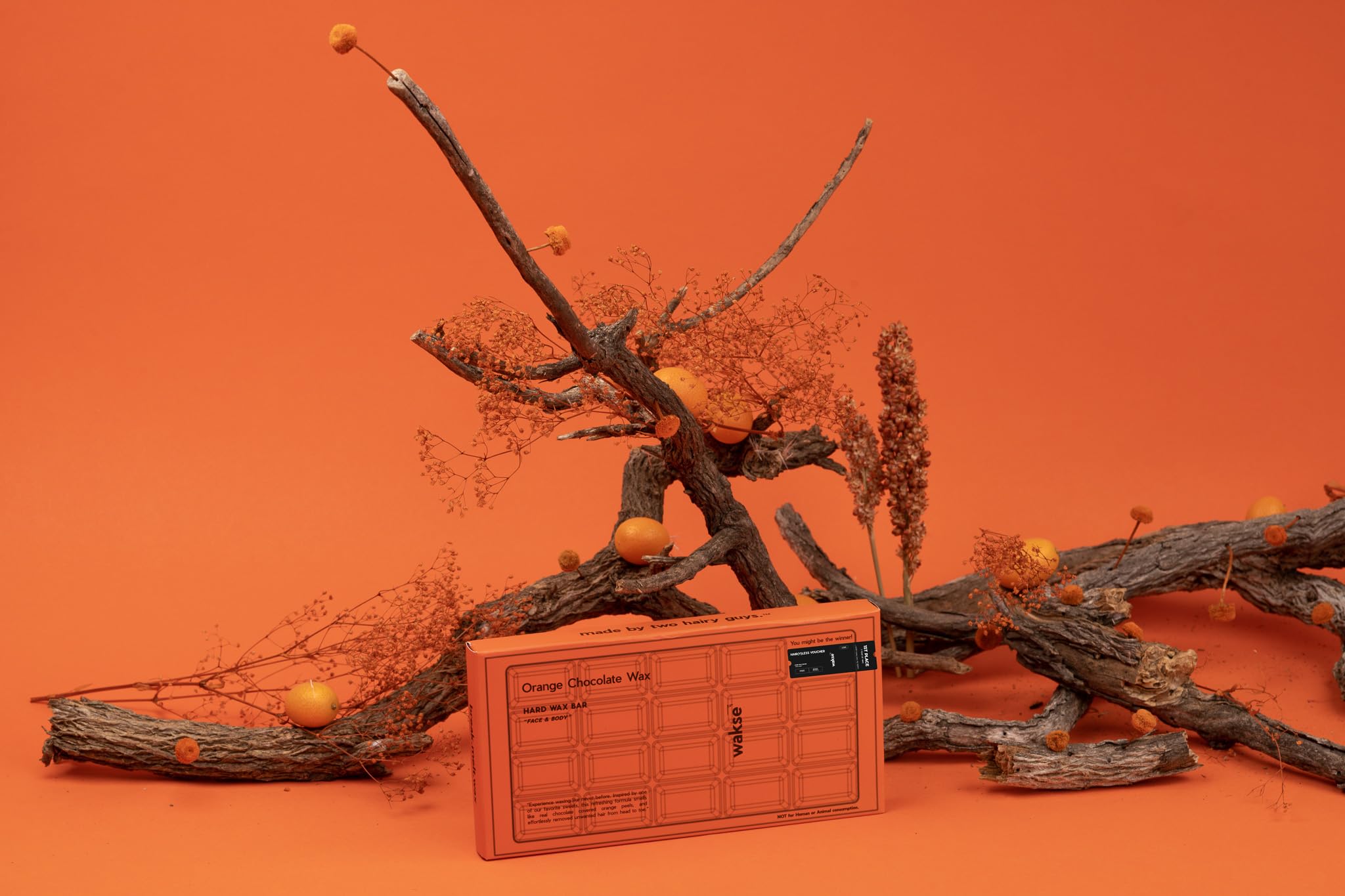 wakse Orange Chocolate Hard Wax Bar, For Face & Body Hair Removal, Stripless, Chocolate Orange Scented