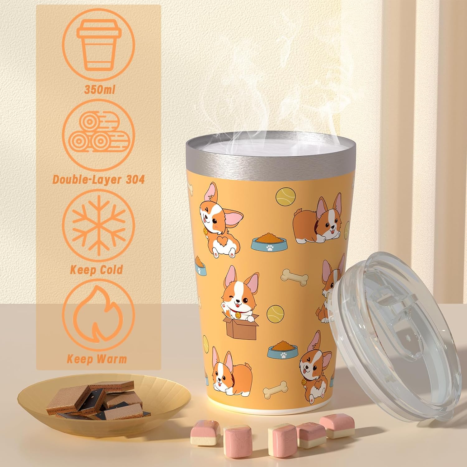 Corgi Gifts for Corgi Lovers, Corgi Themed Gift Box for Kids Christmas Birthday Include 12oz Tumbler, Pen Pencil Holder, Blanket, Crossbody Bag, Name Tags Holders and Stickers