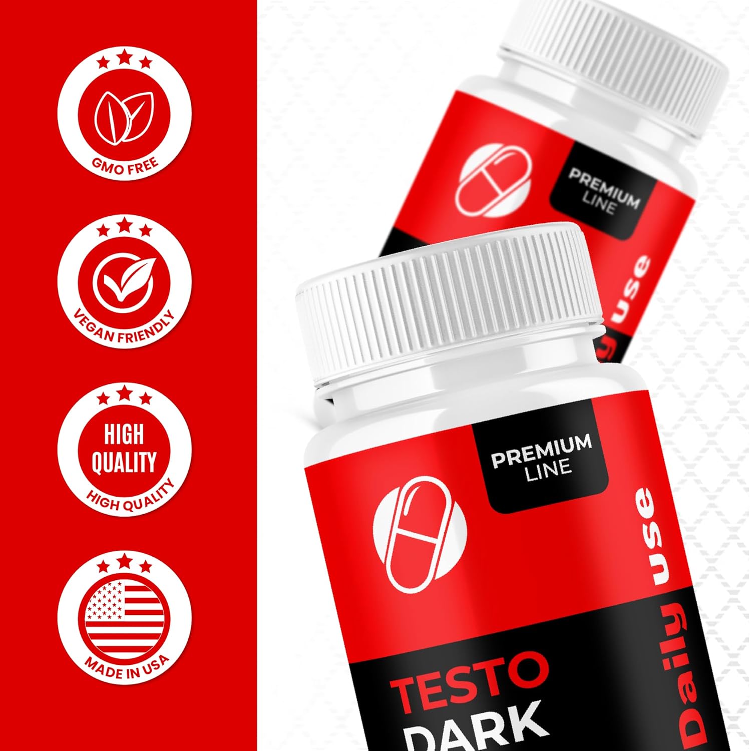 (3 Pack) Testo Dark Capsules, TestoDark Supplement Pills for Men with Advanced Maximum Strength, Premium All-Natural Ingredients Formula, Blood Flow and Athletic Performance Support Pastillas (180 ct)