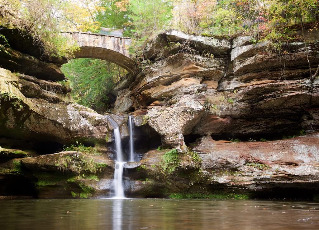 Noah Jigsaw Puzzle The Upper Falls and Bridge in Hocking Hills State Park, Ohio 1000 Pieces