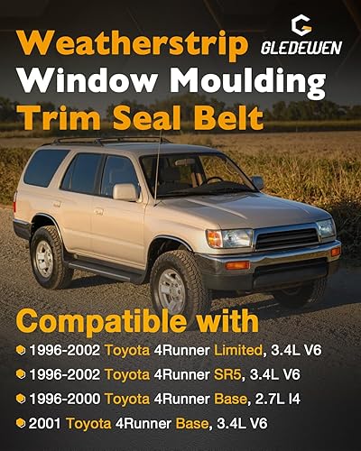 Miniatura 3 de Cinta de sellado para ventana, compatible con Toyota 4Runner de 4 puertas 1996-2002, juego de cinturón de sellado de moldura de ventana