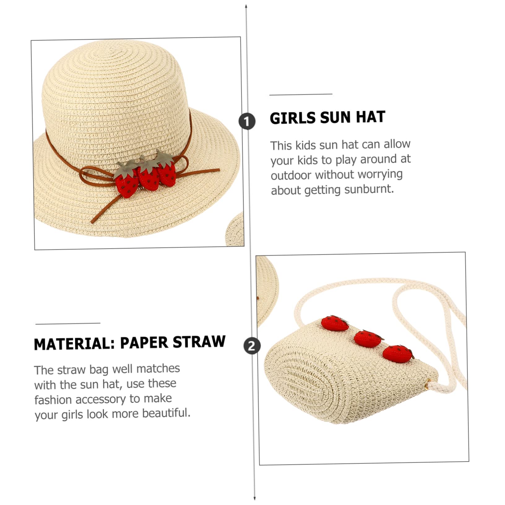 Beaupretty Sombrero de Sol de para Niñas con Bolso de Mano de Verano para Protección Solar Actividades al Aire