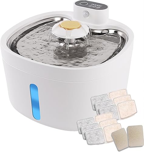 Dispensador de agua inalámbrico para gatos, alimentado por batería, dispensador de agua para perros súper silencioso de 2.6 litros, dispensador de