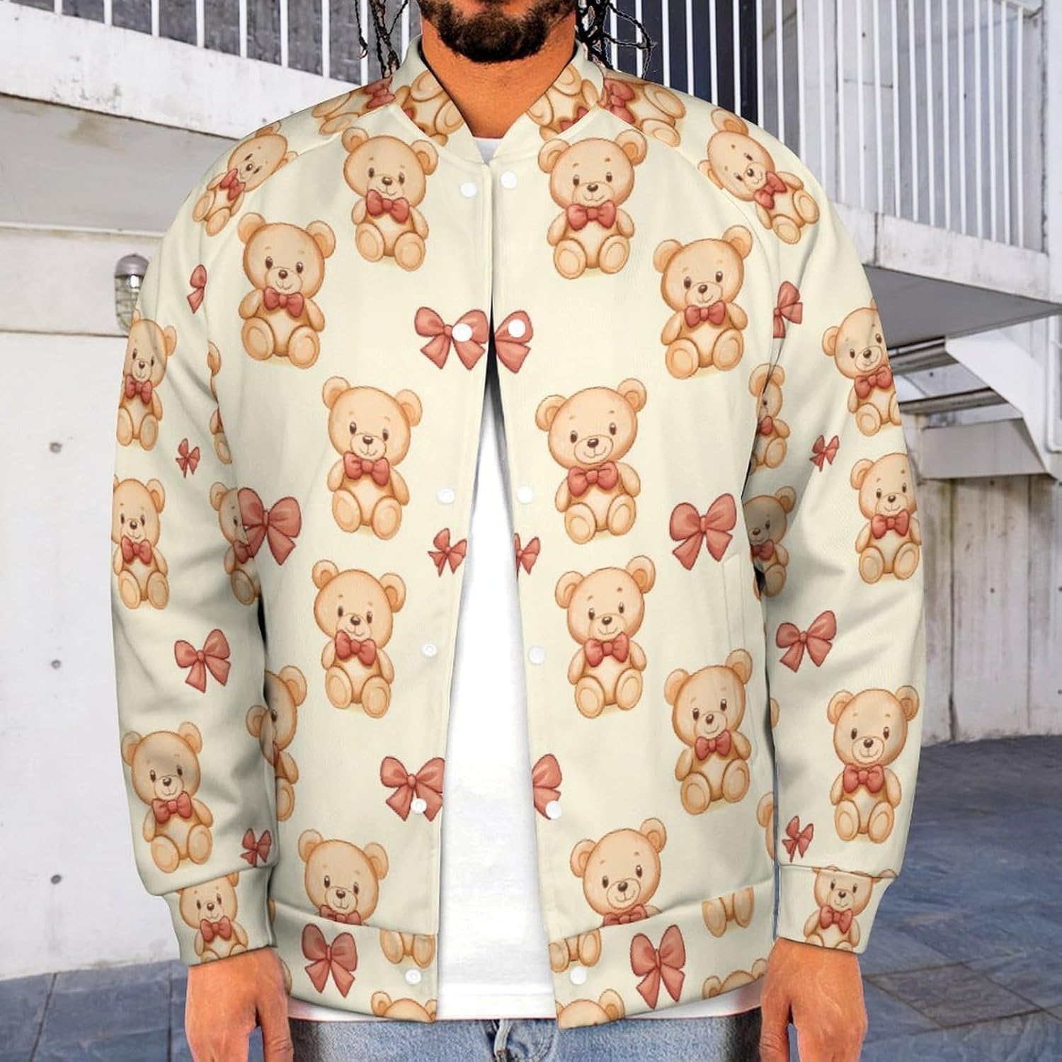 Teddys-Bears Baseball Jacket Casual Sportswear Bomber Jacket Coat for Men Women