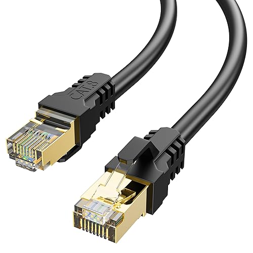 Cable Ethernet Cat 8 de 3 pies, 6 pies, 10 pies, 20 pies, 40 pies, 50 pies, 100 pies, 150 pies, 40 pies, 40 Gbps, 2000 Mhz, 26 AWG, conector RJ45