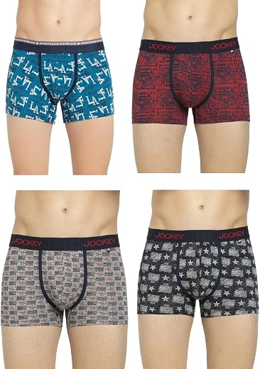 Jockey Men's Cotton Trunks (Pack of 4) Color May Vary