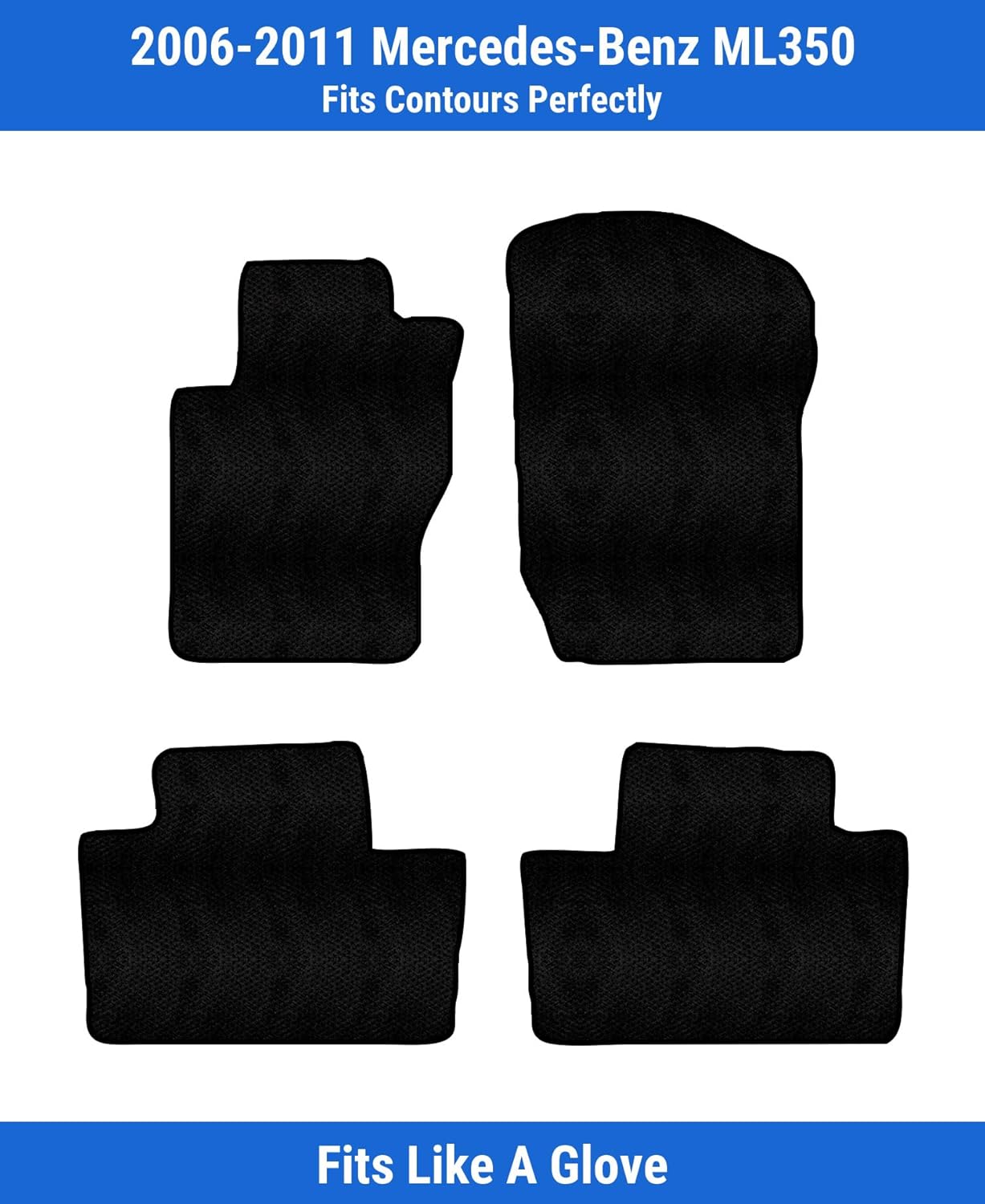 Custom Fit Front & Rear Carpet Floor Mats, Black, Compatible with Mercedes-Benz ML350 2011 2010 2009 2008 2007 2006 * 4 Piece