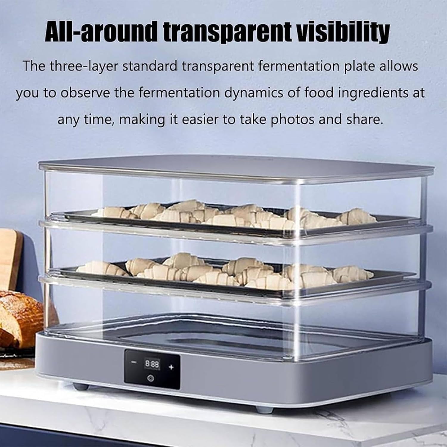 Temperature-Controlled Bread Proofing Box, Foldable Dough Proofer with Internal Shelf - Perfect for Bread, Pizza, Yogurt, and Natto Making