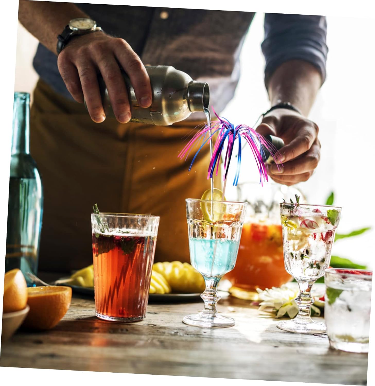 PRETYZOOM 300pcs Colorful Cocktail Picks Tassels for Party Decorations Bbqs Beach Celebrations and Dessert Garnishes Vibrant Picks for Drinks and Cakes