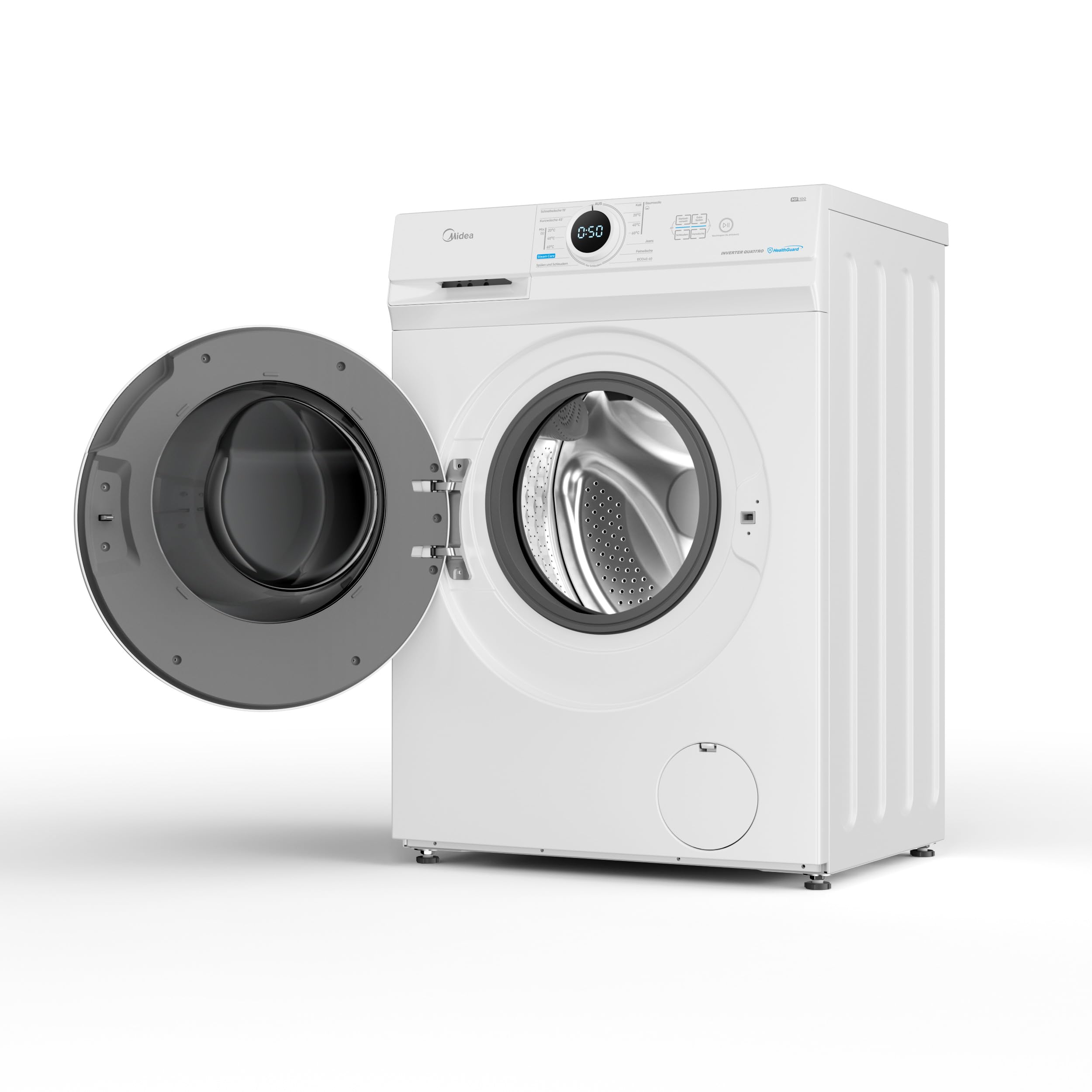 Midea MF10EW70BA10 Waschmaschine 7kg 1400 U/Min EEK A-10% Inverter Quattro Motor Dampffunktion Weiß