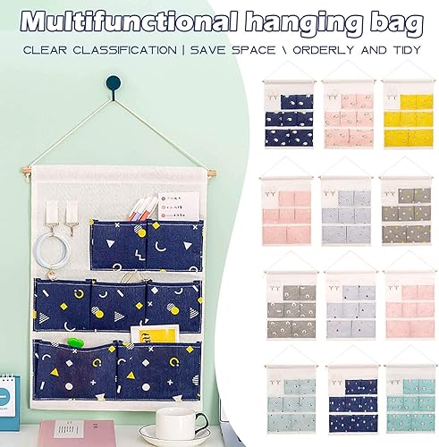 Miniatura 2 de Bolsa de almacenamiento para colgar en la pared de Navidad, impermeable, sobre la puerta, con 7 bolsillos diferentes y 2 ganchos, armario,