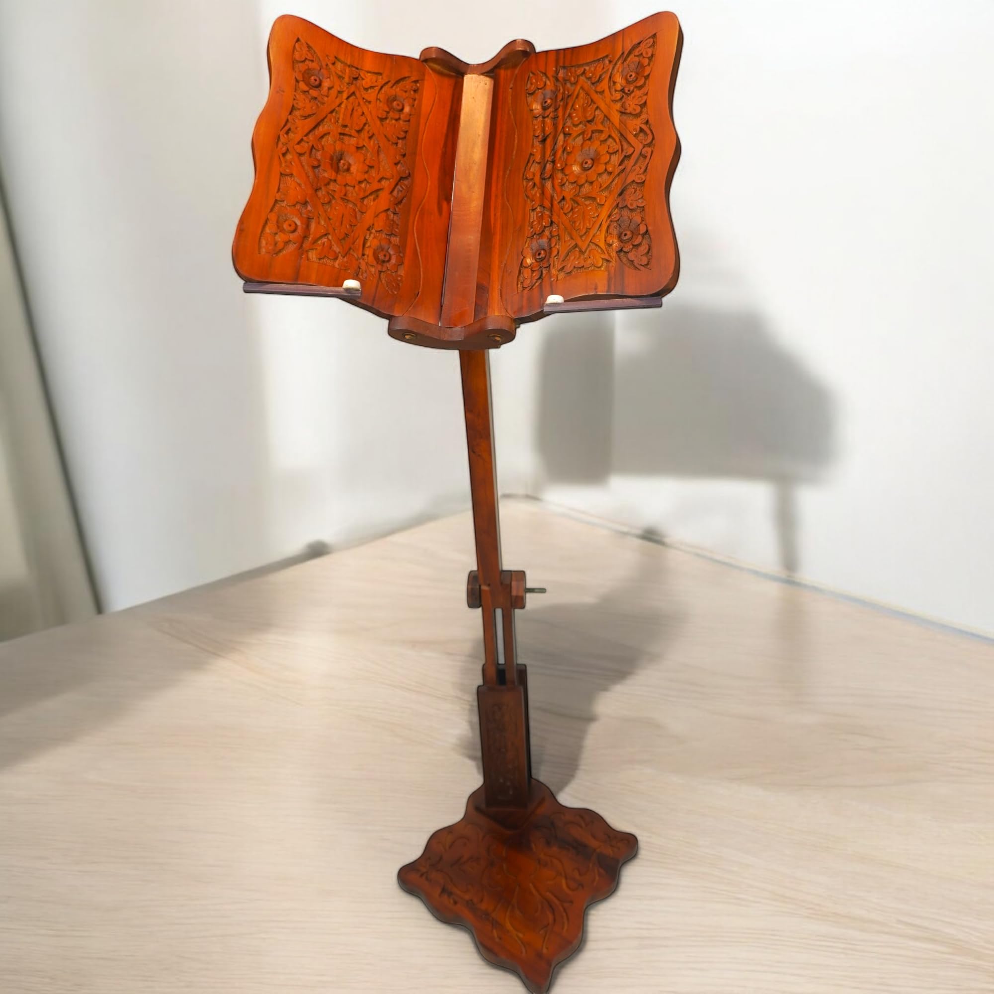 Book Reading Stand Premium Teakwood (Original Saagwaan) | Handcrafted Foldable Lectern | Height 125 cm | Multi-Angle for Standing, Sitting & Bed Reading| Ergonomic Design for Comfort Reading-image-40