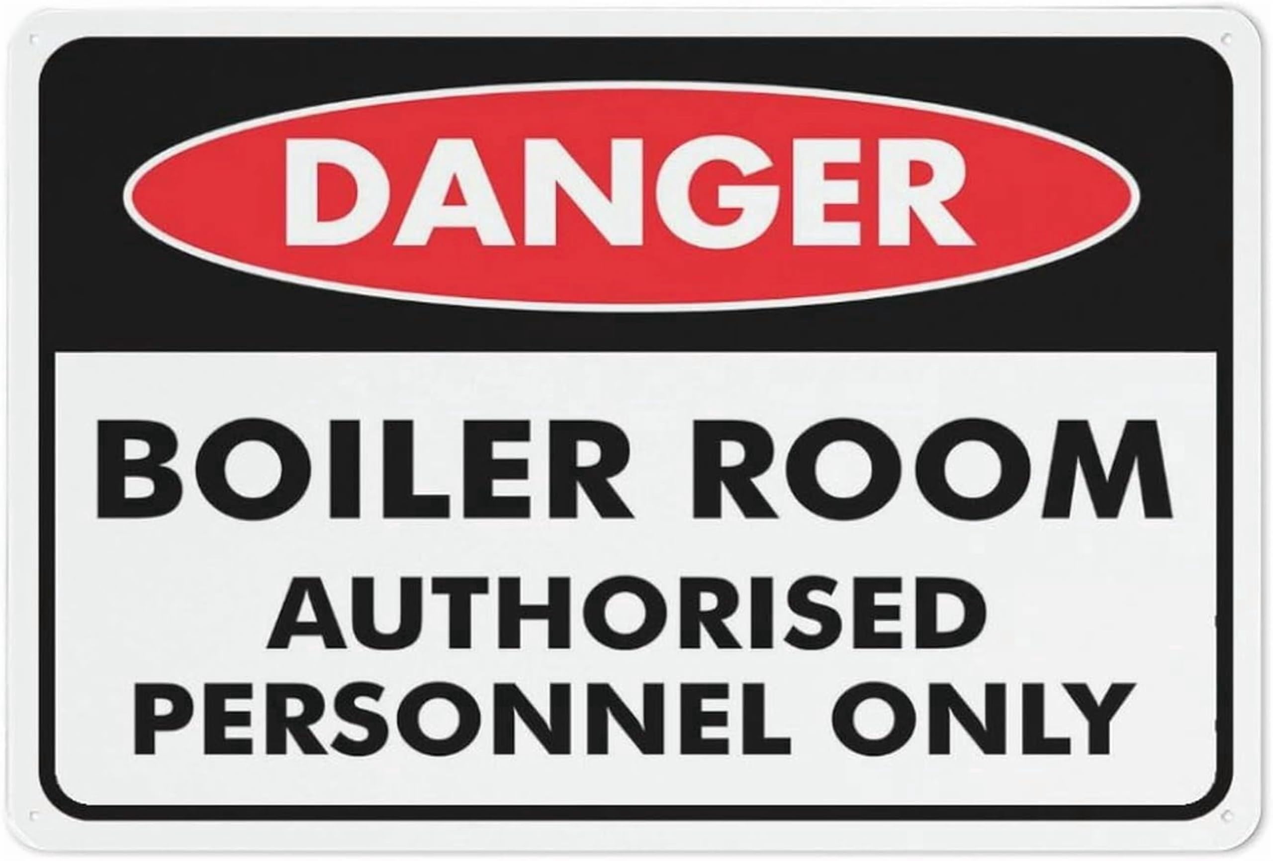 (2-Pack) Metal Tin Sign Danger Boiler Room Authorised Personnel Only Sign 12 X 8 Inch Rustproof Multicolor