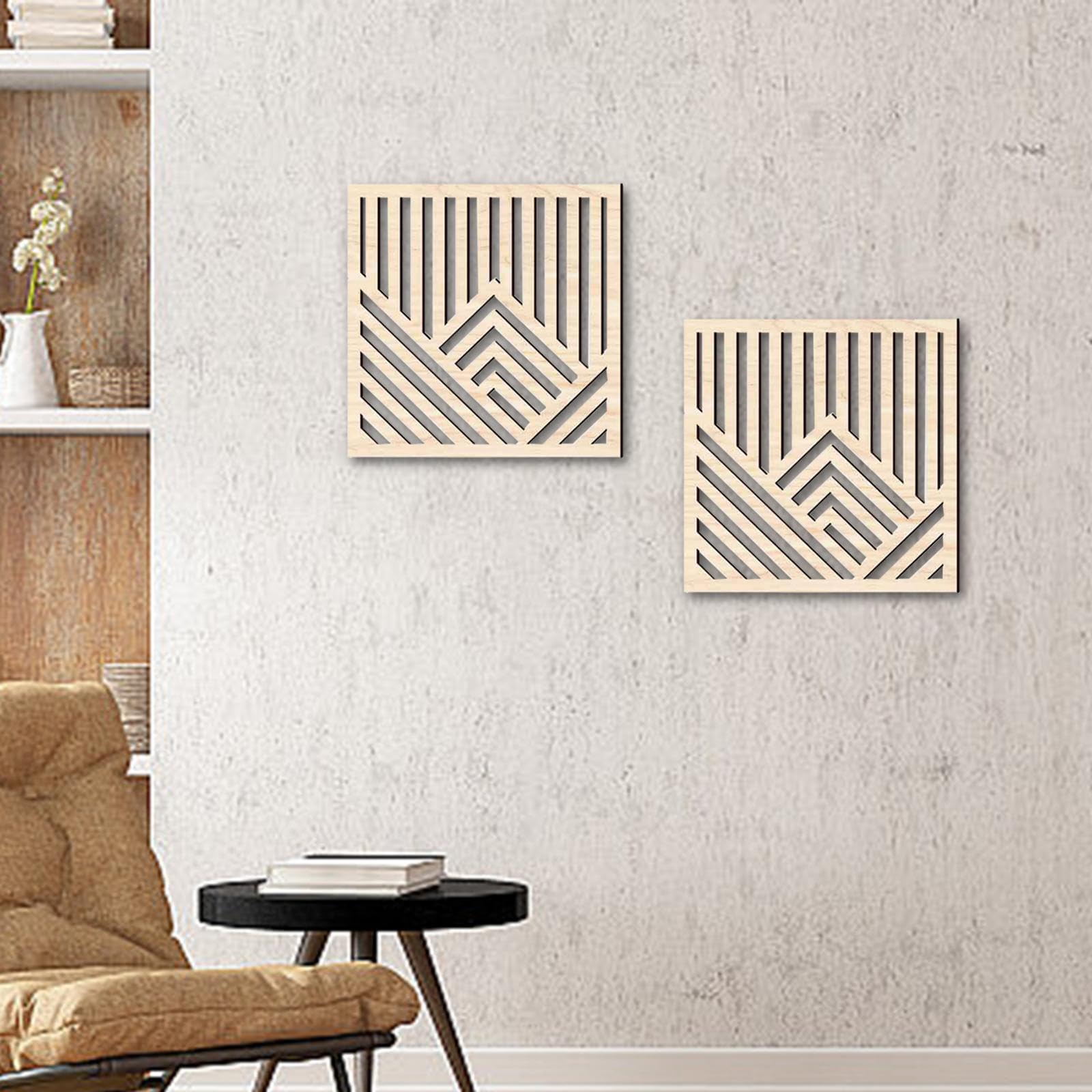 Produktbild von Onperpoe 3 Stück Boho Abstrakte Wandkunst, Mid Century Minimalistisch Modern Bilder, Moderne Leichte Holz Wanddeko, Abstrakte Geometrische