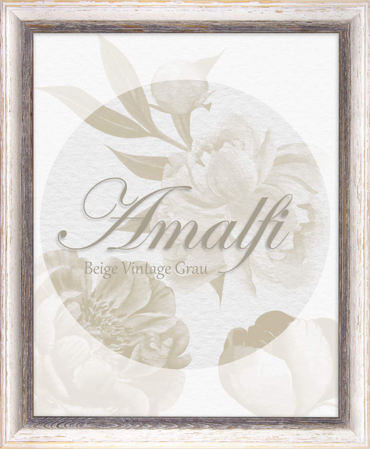 Cadre photo en bois BIRAPA Amalfi 40 x 70 cm en marron, blanc, vintage, shabby chic avec vitre en verre synthétique antireflet