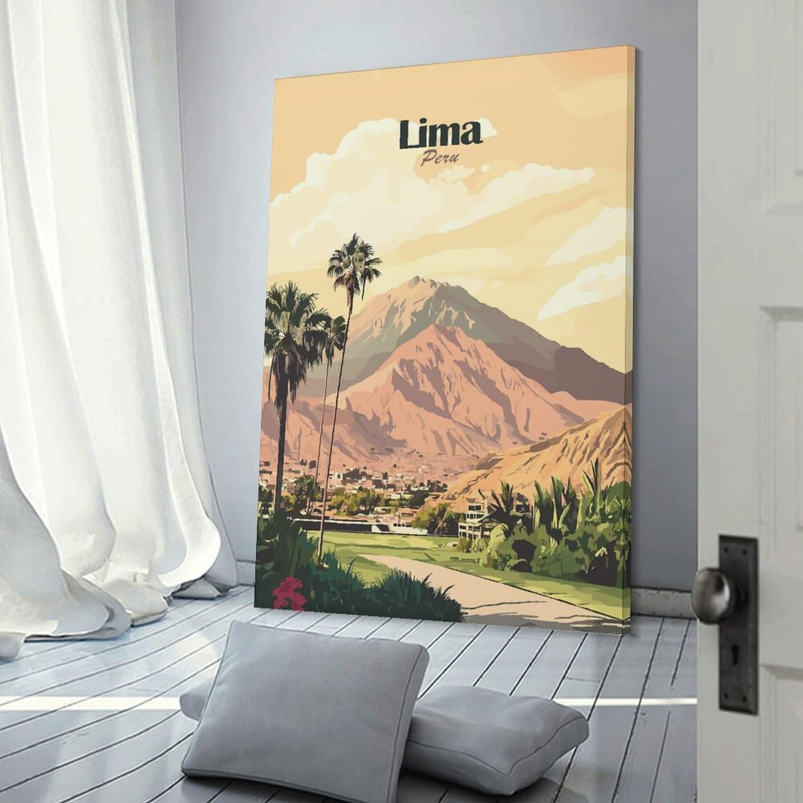 Junmoney Frame-Style-9-1 Lima Peru Travel (2) Wall Art Print, 24X36inch(60X90cm), For Living Room, Bedroom, Office Or Hallway, Canvas Wall Art That Fits Changing Layouts