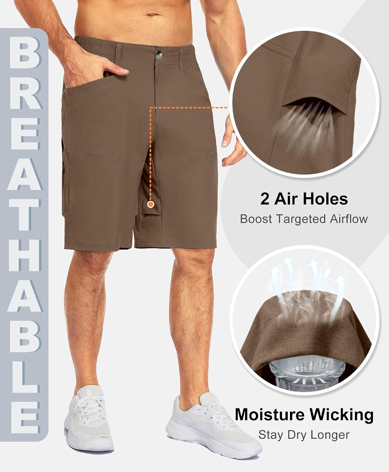 Little Donkey Andy Men's Hiking Cargo Shorts Quick Dry Waterproof Lightweight Golf Shorts Stretch Casual Short with 9 Pockets