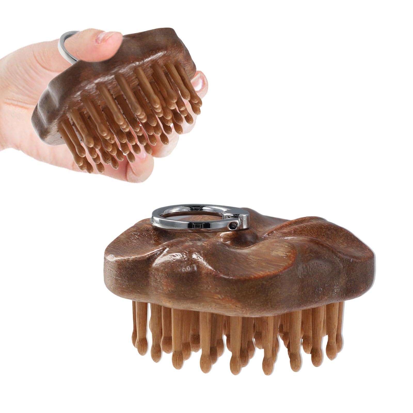 PKRFCJ 61-Tooth Wooden Scalp Massager, Bamboo Brush for Hair Growth, Sandalwood Comb for Body Relief, Suitable for Meridian Massage and Scraping