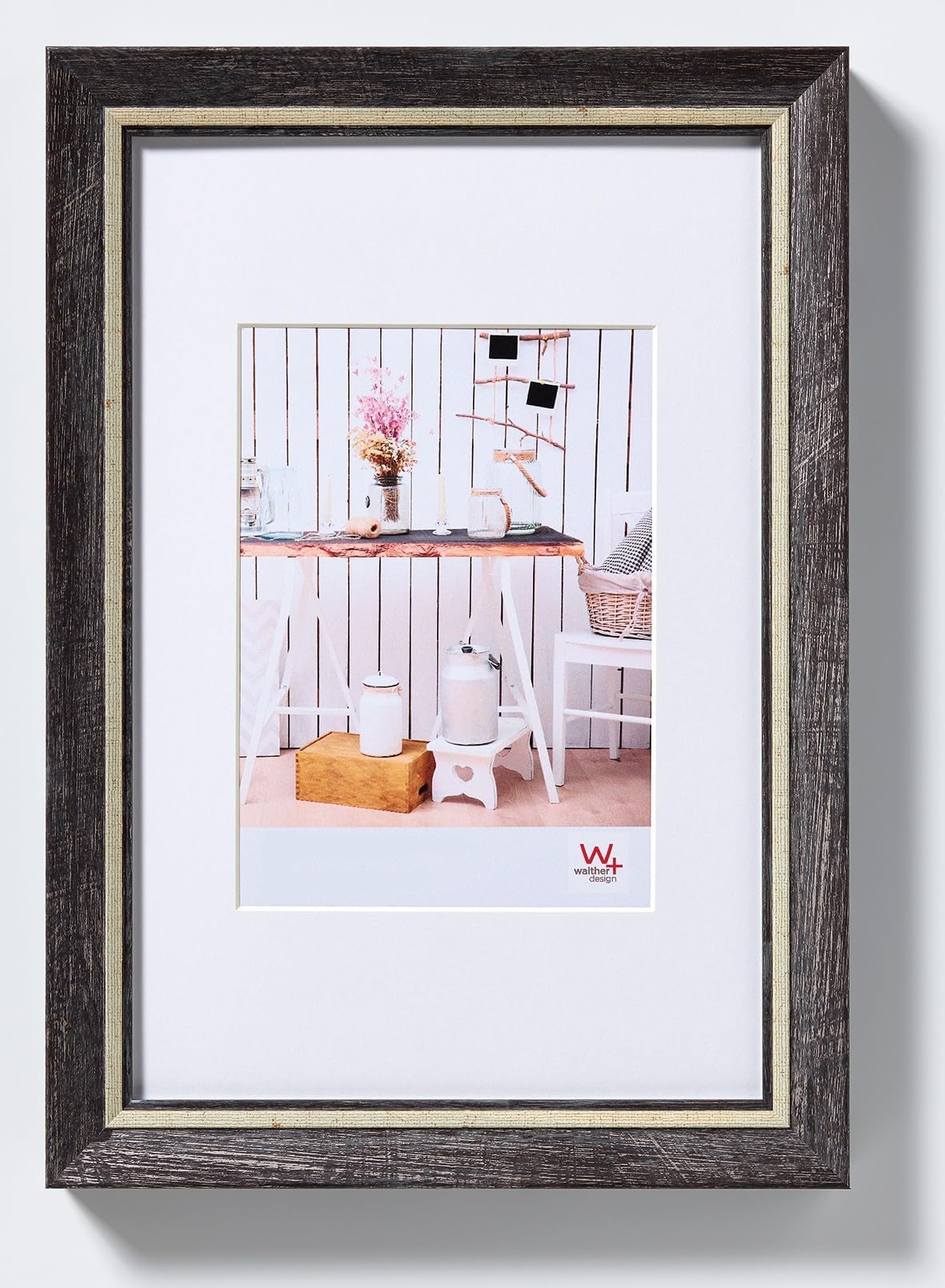 Walther Design Picture Frame Black 18 x 24 cm with PassepArtout, Chalet Design Frame EL824B
