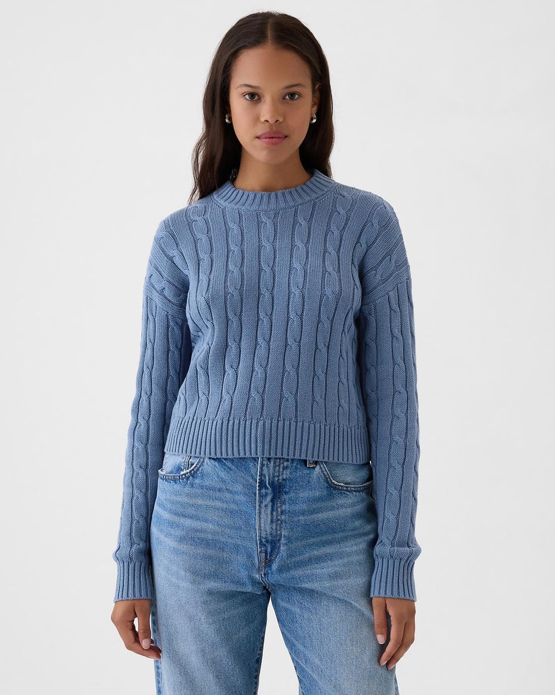 GAP Women's Cotton Crew Neck Pullover Sweater (442588648_Blue - Image 7 thumbnail